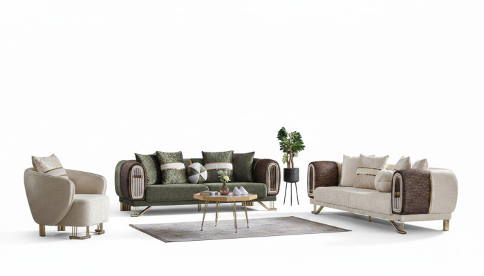 Set di divani design 3+3+1 posti Poltrona Nuova Salotto Set