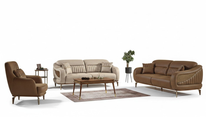 Divano 3+3+1 posti moderno, poltrona relax stile moderno 3 pezzi lussuoso soggiorno