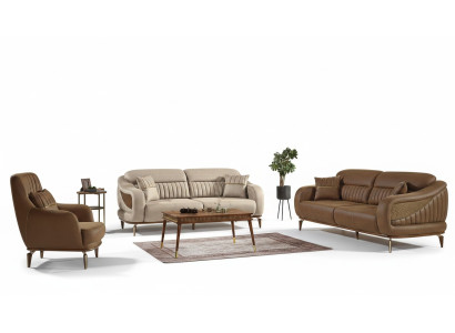 Divano 3+3+1 posti moderno, poltrona relax stile moderno 3 pezzi lussuoso soggiorno