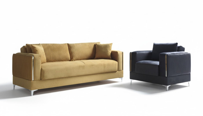 Divano 3 posti + 1 poltrona moderna Relax Poltrona moderna Stile 2 pezzi di lusso Nuovo Salotto Nuovo