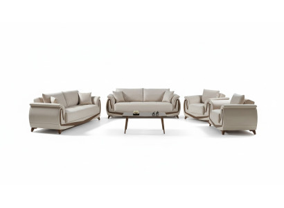 Set di divani 3+2+1+1 in legno per il soggiorno, lusso moderno, completamente nuovo.