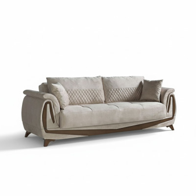 Divano di lusso a 3 posti Arredamento da salotto Elegante divano 230 cm Tessuto Beige Nuovo