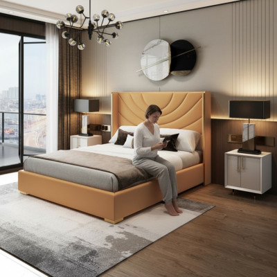 Design letto matrimoniale letto 180x200cm hotel mobili lussuosi camera da letto imbottita
