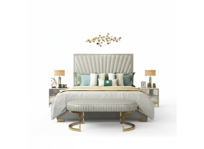 Letto design in legno doppio di lusso per alberghi moderni, telaio per camera da letto nuova.