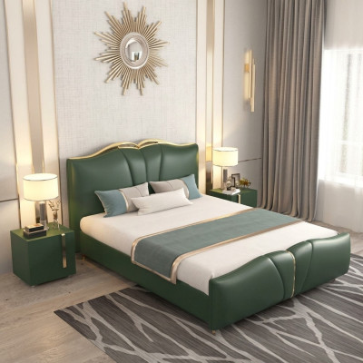 Letto mobili di lusso telaio in legno camera da letto arredamento in pelle sintetica nuovo