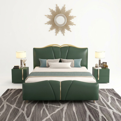 Letto mobili di lusso telaio in legno camera da letto arredamento in pelle sintetica nuovo