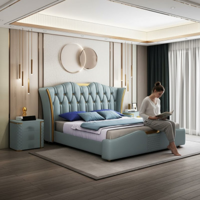 Letto Letti Matrimoniali Hotel di lusso in acciaio inossidabile Moderna camera da letto di design