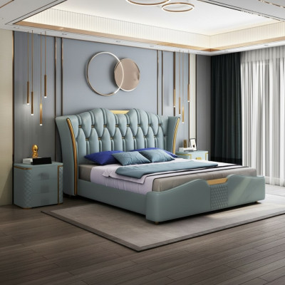 Letto Letti Matrimoniali Hotel di lusso in acciaio inossidabile Moderna camera da letto di design