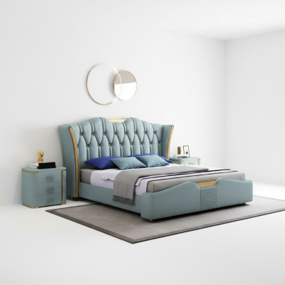 Letto Letti Matrimoniali Hotel di lusso in acciaio inossidabile Moderna camera da letto di design
