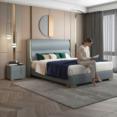 Letto matrimoniale camera da letto in legno 180x200cm letto imbottito design di lusso
