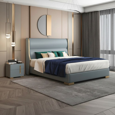 Letto matrimoniale camera da letto in legno 180x200cm letto imbottito design di lusso