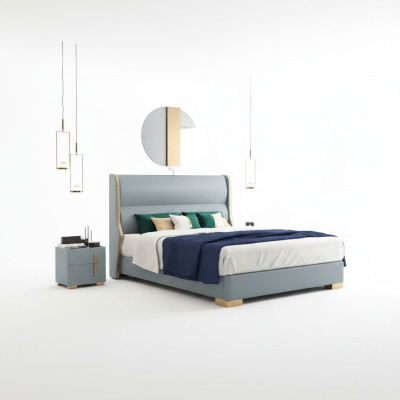 Letto matrimoniale camera da letto in legno 180x200cm letto imbottito design di lusso