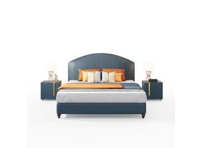 Letto camera da letto Lusso Letto matrimoniale Blu Design moderno Letti Hotel