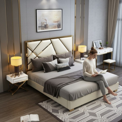 Letto Imbottito Design di lusso Doppio Letto da hotel Camera da letto 180x200cm