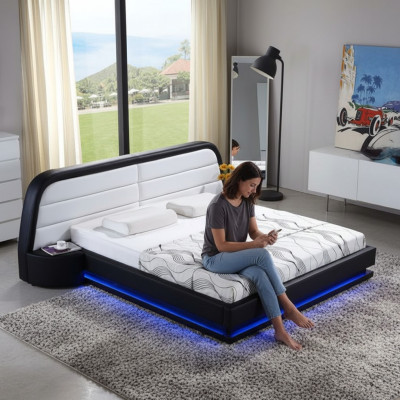 Camera da letto di lusso Letto imbottito di design di lusso matrimoniale moderno