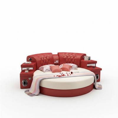 Letto rotondo Letti rotondi Hotel multifunzione Imbottito a LED Nuovo
