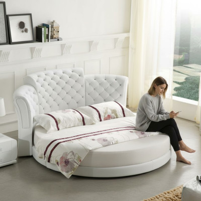 Letto rotondo di lusso Chesterfield letto camera da letto matrimoniale 200x200 cm
