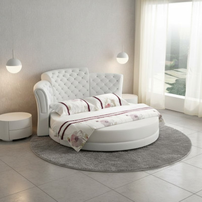 Letto rotondo di lusso Chesterfield letto camera da letto matrimoniale 200x200 cm