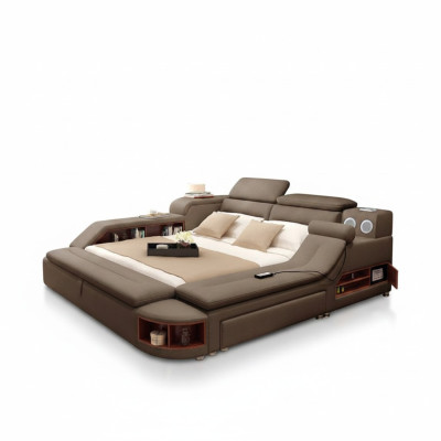 Letto di lusso 180x200 Camera da letto multifunzione Panchina Scaffali Nuovo