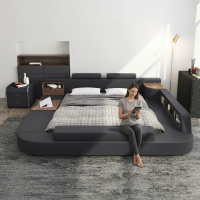 Letti Moderni Hotel Multifunzione Doppia Lusso Design Letto Imbottito