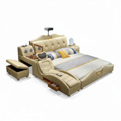 Design Letto Beige Hotel Imbottiti 180x200 Scaffale Multifunzione Letti Nuovi