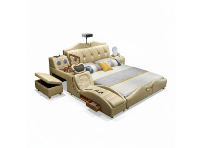 Design Letto Beige Hotel Imbottiti 180x200 Scaffale Multifunzione Letti Nuovi