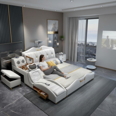 Letto multifunzionale di design di lusso Letto doppio scaffale 180x200 cm nuovo