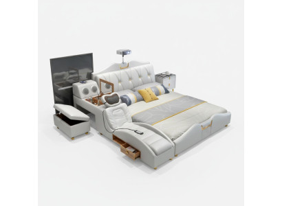 Letto multifunzionale di design di lusso Letto doppio scaffale 180x200 cm nuovo