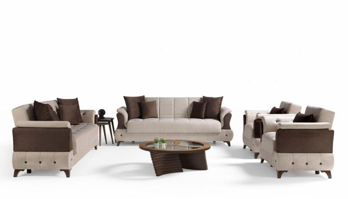 Set di divani moderni in tessuto di lusso con poltrona, divano completo di lusso a 3+2+1+1 posti.
