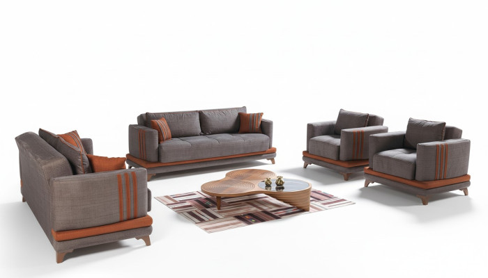 Set da soggiorno moderno design divano grigio 3 + 2 + 1 + 1 Set di mobili da soggiorno