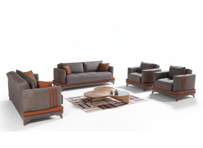 Set da soggiorno moderno design divano grigio 3 + 2 + 1 + 1 Set di mobili da soggiorno