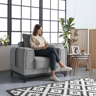 Design Sitzer Luxus Sessel Relax Textil Grau Sessel Lounge Club Moderner Luxus -> Design poltrona di lusso relax in tessuto grigio poltrona lounge club moderno di lusso