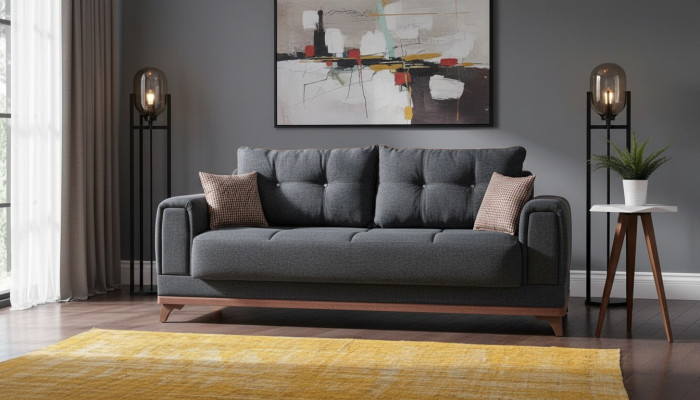 Divano da soggiorno di lusso 3 posti, divano relax moderno da 230 cm di lusso nero.