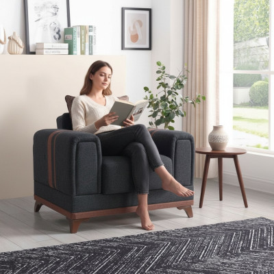 Design Sedia di lusso Relax Tessile con acciaio inossidabile Sedia reclinabile Moderna