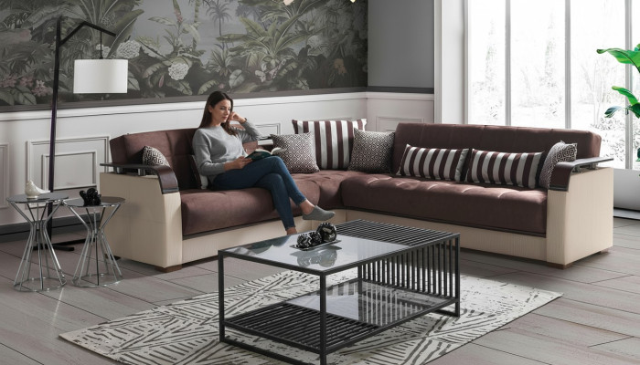 Divano ad angolo, soggiorno in beige, divano a L, salotto, divani d'angolo di lusso 315 x 245.