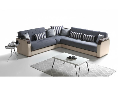 Divano angolare grigio in soggiorno a forma di L Moderno Divano di lusso Divano angolare.