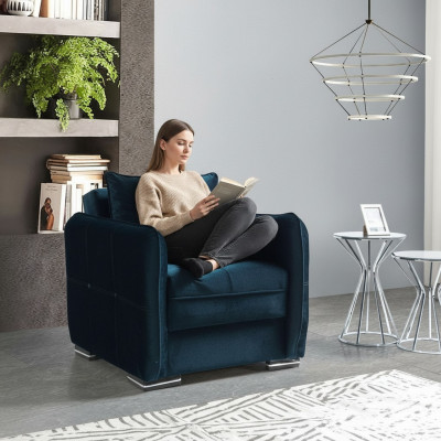 Design poltrona di lusso poltrona relax tessuto colore blu poltrona club lounge moderna