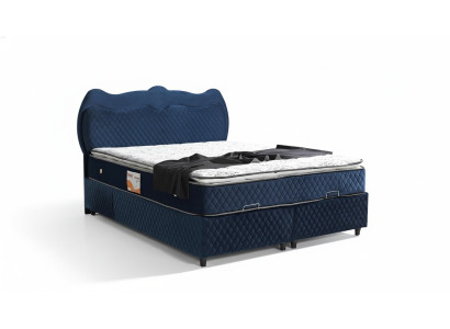Design del letto letti di lusso blu imbottiti mobili da camera da letto di lusso moderni a molle ortopediche.