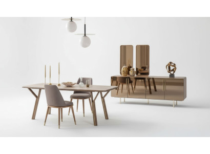 Set da sala da pranzo 6 sedie + tavolo da pranzo + credenza + specchio Set sala da pranzo Design nuovo