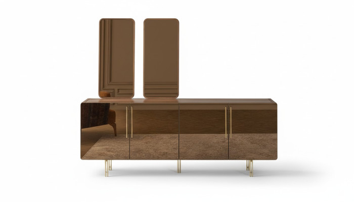 Sideboard con 2 specchi - lussuoso set di mobiletti con cassetti in legno, moderno.