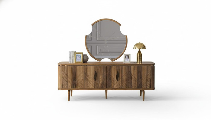 Mobile contenitore Soggiorno Specchio Designer di lusso Moderno Marrone Nuovo