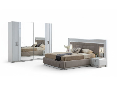 Camera da letto Set completo Letto 2x Comodino Armadio Nuovo Design 4 pezzi.