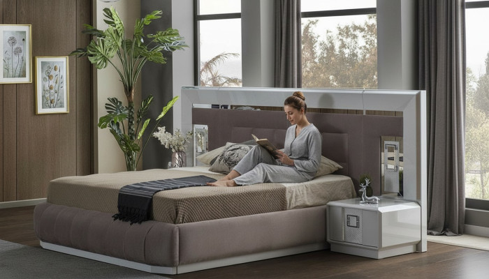 Set da camera da letto di lusso Completo di letto 2 comodini Moderni Mobili 3 pezzi Nuovo