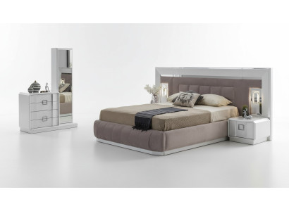 Modern set da camera da letto letto + 2 comodini + cassettone con specchio lusso nuovo
