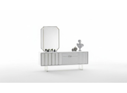 Gruppo credenza specchio comò armadi mobili in legno bianco soggiorno