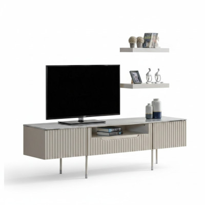 Rtv con 2 ripiani scaffale mobile tavolo soggiorno moderno design in legno