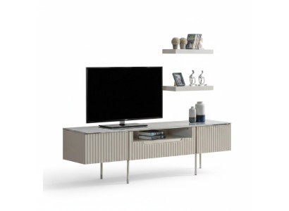 Rtv con 2 ripiani scaffale mobile tavolo soggiorno moderno design in legno