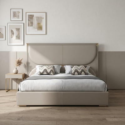Lussuosa camera da letto Letto Mobili di design Letto matrimoniale Bianco Tessile Letti Legno Nuovo