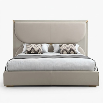 Lussuosa camera da letto Letto Mobili di design Letto matrimoniale Bianco Tessile Letti Legno Nuovo