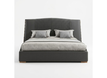 Letto di lusso in legno, letto grigio, letto matrimoniale, telaio letto matrimoniale.